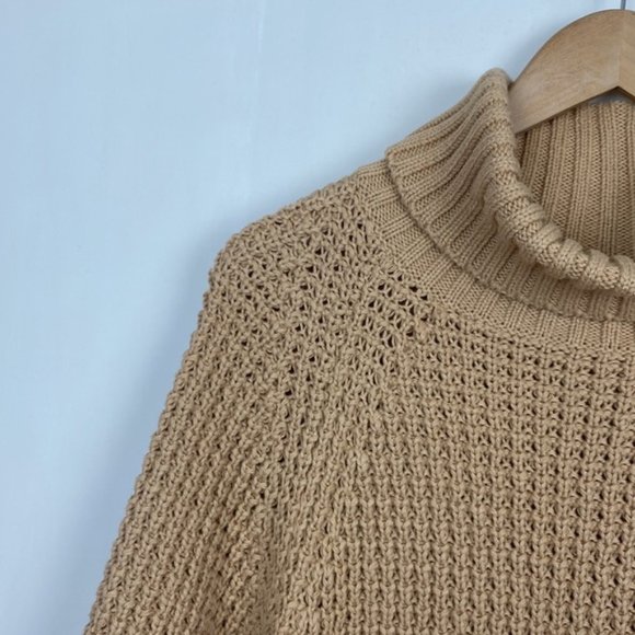 J.Crew S/M Knitted Tunic Sweater Turtleneck Tan - Picture 5 of 13
